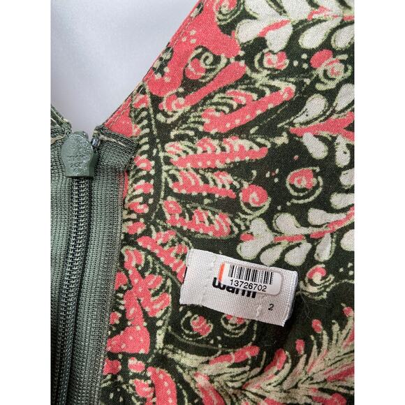 Warm Floral Pink and Green Sleeveless V-Neck Printed Cotton Jumpsuit Size 2 - Picture 7 of 8